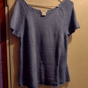 Talbot's XL Blue Knit Short Sleeve Sweater